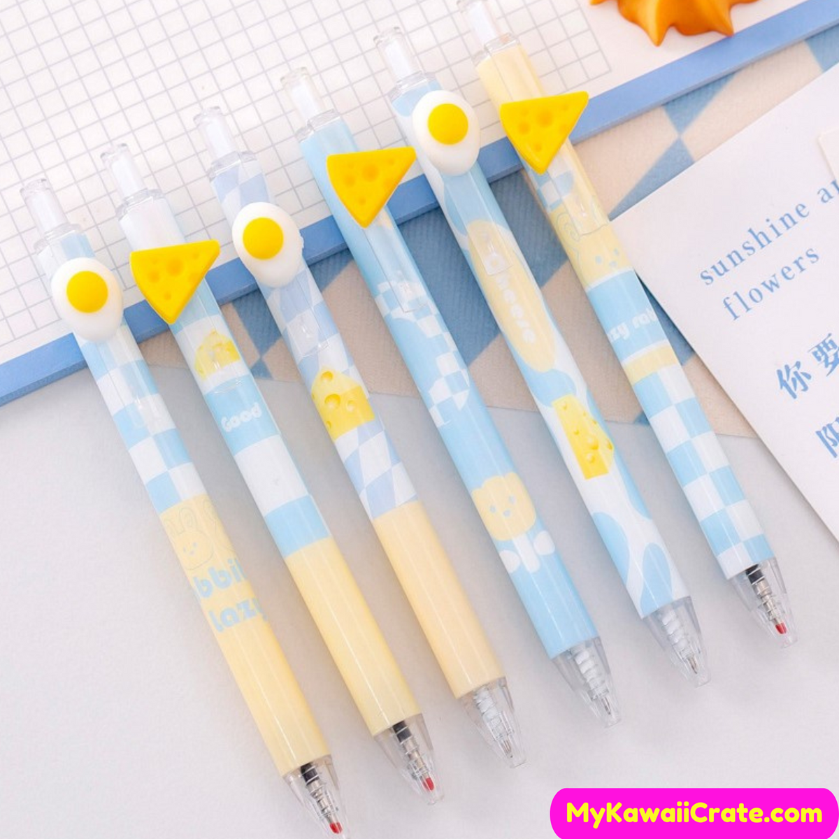 Gel Pens Kit Kawaii Cheese Cute Eggs Black Pen Writing Tool For