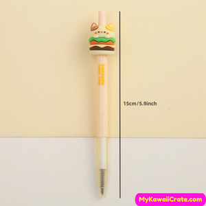 Kawaii Funny Hamburger Animals Retractable Gel Pens 3 Pc Set