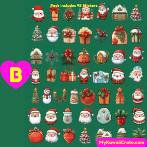 Kawaii Santa Claus Christmas Decorative Stickers 49 Pc Pack