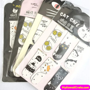 6 Pc Pack Cat World Magnetic Bookmarks