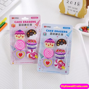 6 Pc Pack Sweet Cake Erasers