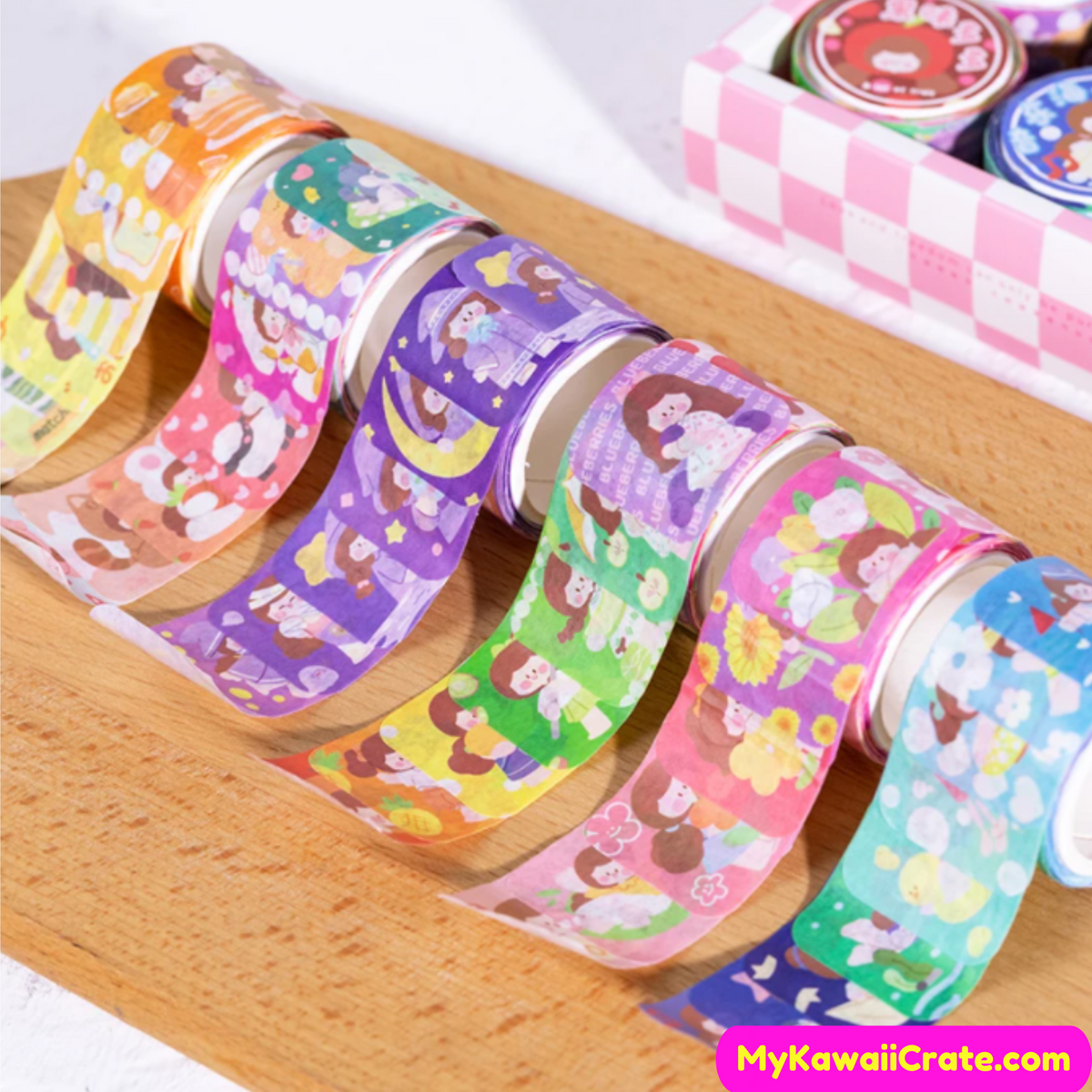 Kawaii Cartoon Fun Girl Washi Tape Stickers, Cute Stickers