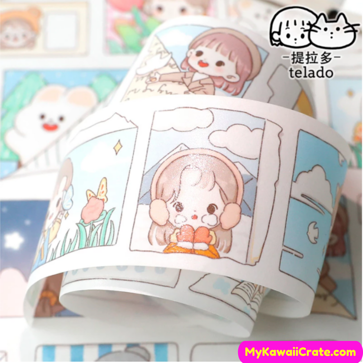 Kawaii Little Girl Enjoy Life Washi Tape, Cute Decorative Tape