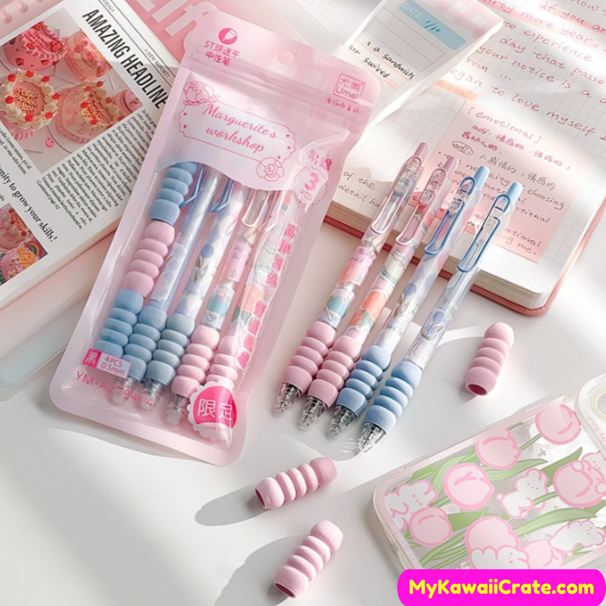 Kawaii Heart Love Retractable Gel Pens 5 Pc Set, Cute Love Pens –  MyKawaiiCrate