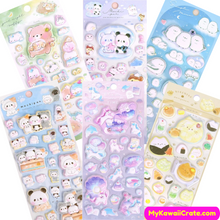 3 Sheets Set Kawaii Cute Cartoon Animals 3D Puffy Stickers