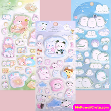 3 Sheets Set Kawaii Cute Cartoon Animals 3D Puffy Stickers