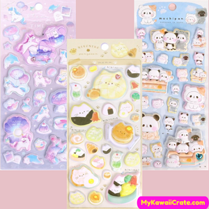 3 Sheets Set Kawaii Cute Cartoon Animals 3D Puffy Stickers