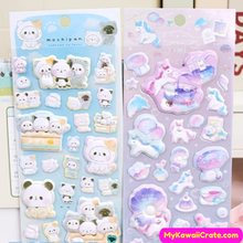 3 Sheets Set Kawaii Cute Cartoon Animals 3D Puffy Stickers