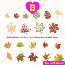 A World of Leaves Decorative Stickers and Material Paper Set 40 Pcs Pack