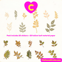 A World of Leaves Decorative Stickers and Material Paper Set 40 Pcs Pack