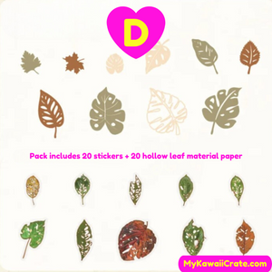 A World of Leaves Decorative Stickers and Material Paper Set 40 Pcs Pack