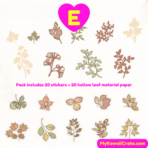 A World of Leaves Decorative Stickers and Material Paper Set 40 Pcs Pack