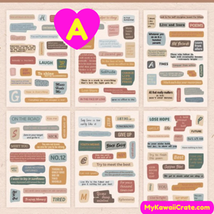 All the Words Quotes Phrases Decorative Waterproof Stickers 6 Sheets Pack