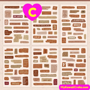 All the Words Quotes Phrases Decorative Waterproof Stickers 6 Sheets Pack