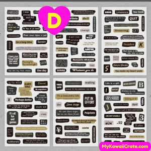 All the Words Quotes Phrases Decorative Waterproof Stickers 6 Sheets Pack