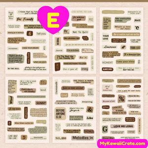 All the Words Quotes Phrases Decorative Waterproof Stickers 6 Sheets Pack