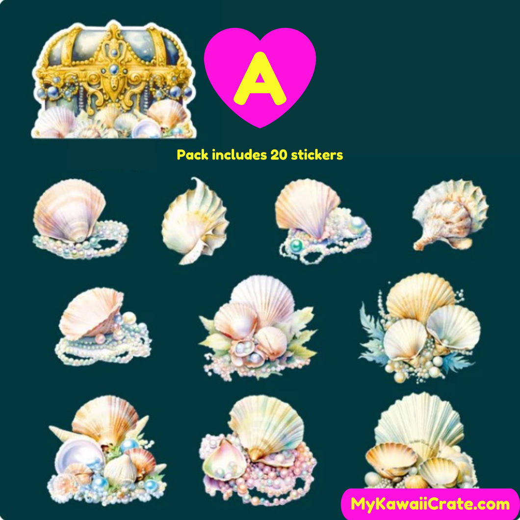 Beautiful Natural Open Pearl Seashell Decorative Stickers 20 Pc Pack