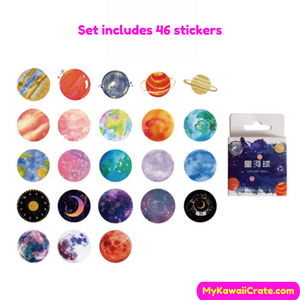 Colorful Cosmic Space Decorative Stickers 46 Pc Set
