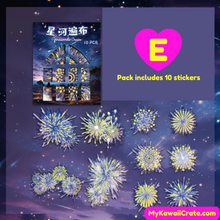 Colorful Fireworks Laser Textured Waterproof Stickers 10 Pc Pack