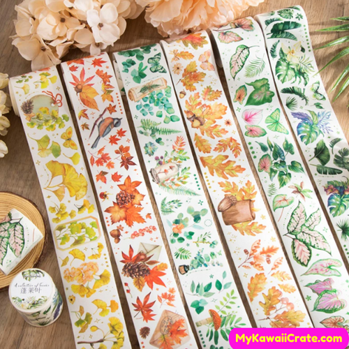 10Pcs/Set Cute Plant Leaves Washi Tape Kawaii Flower Masking Tape