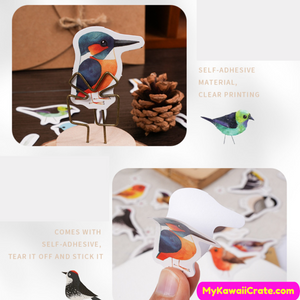Cute Fluffy Birds Decorative Stickers 46 Pc Pack