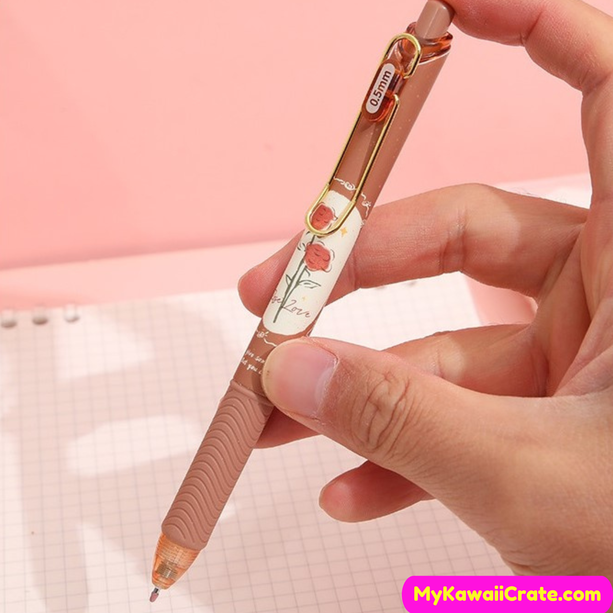 Romantic Flower Series Retractable Gel Pens 4 Pc Set Floral Pen