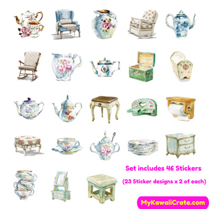 English Home Tea Time Decorative Stickers 46 Pc Set