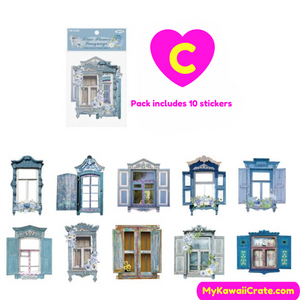 Fresh Air through the Windows Laser Hollow Large Size Stickers 10 Pc Pack