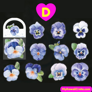 Gilding Blue Flowers Large Decorative Stickers 10 Pc Pack