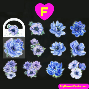 Gilding Blue Flowers Large Decorative Stickers 10 Pc Pack