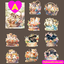 Kawaii Adorable Kittens Shell Light Decorative Stickers 10 Pc Pack