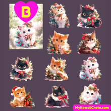 Kawaii Adorable Kittens Shell Light Decorative Stickers 10 Pc Pack