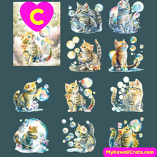 Kawaii Adorable Kittens Shell Light Decorative Stickers 10 Pc Pack