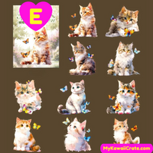 Kawaii Adorable Kittens Shell Light Decorative Stickers 10 Pc Pack