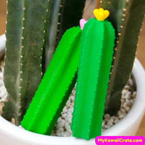 Kawaii Blooming Cactus Flexible Silicone Pencil Bag