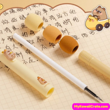 Kawaii Cartoon Panda Capybara Dessert Soft Grip Retractable Gel Pens 4 Pc Set