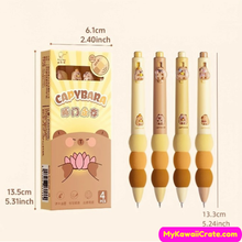 Kawaii Cartoon Panda Capybara Dessert Soft Grip Retractable Gel Pens 4 Pc Set