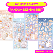 Kawaii Cute Cats 3D Puffy Stickers with Squishy Pendant 2 Sheets Set