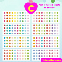 Kawaii Fun Expressions Decorative Stickers 8 Sheet Pack