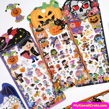 Kawaii Fun Halloween Crystal Gilding Stickers 4 Sheets Set