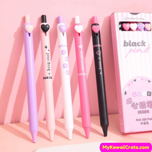 5pcs Black Pink Cute Heart Shaped Click Gel Ink Pens for Girls, Kawaii  Black Ink Writing Pens Smooth Writing Pen for Journaling Note Taking  Sketching