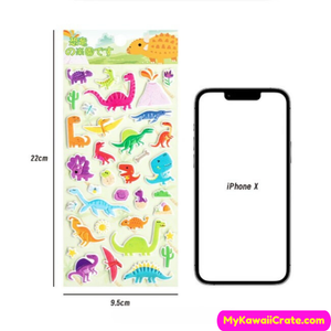 Kawaii Jurassic Dinosaurs 3D Puffy Stickers 4 Sheets Set