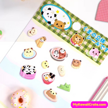 Kawaii Pastry Bears Cute Food Puffy Stickers 4 Sheets Set