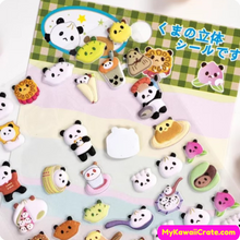 Kawaii Pastry Bears Cute Food Puffy Stickers 4 Sheets Set