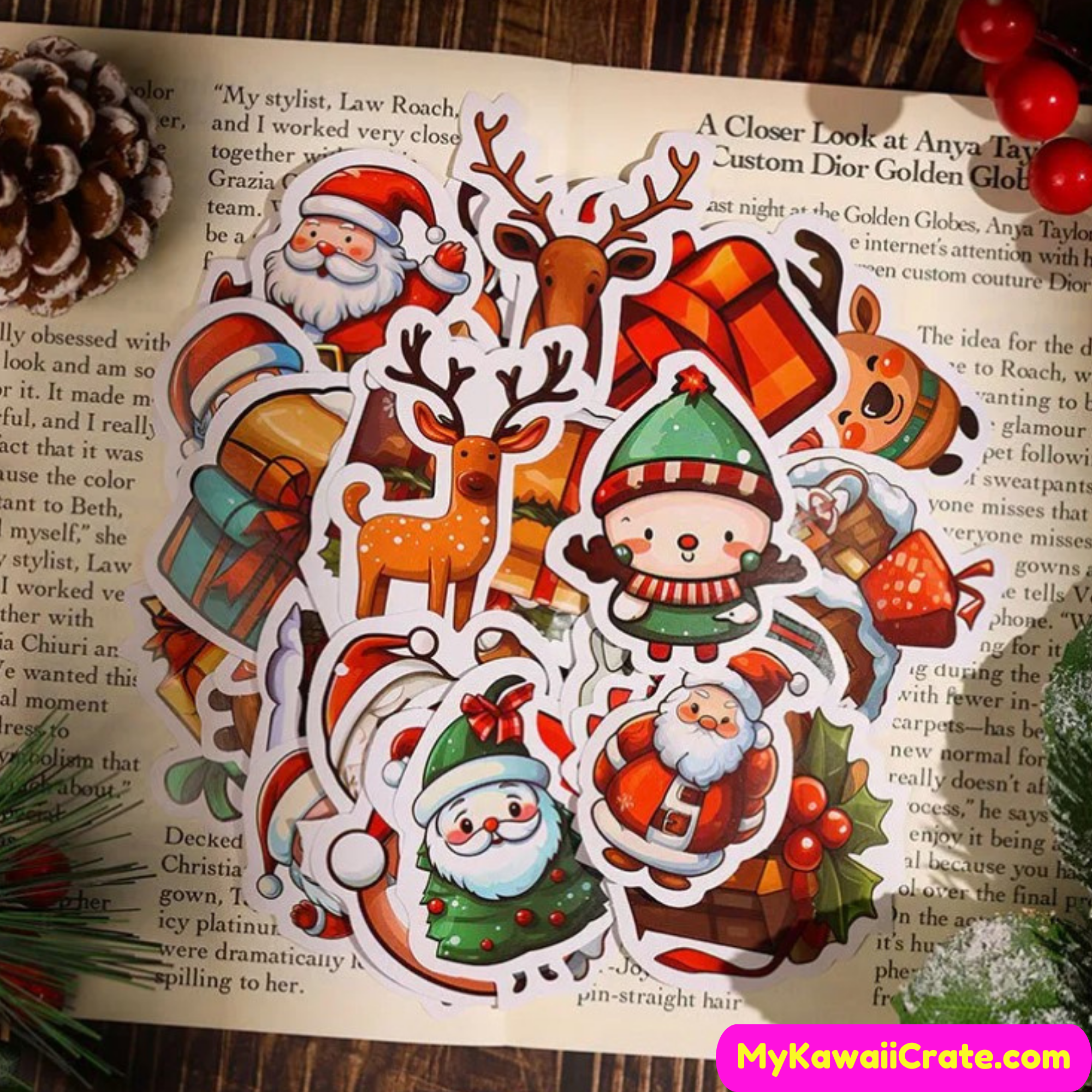 Christmas Planner Stickers, Santa Claus Label, Journal Deco Stickers, MiniatureSweet, Kawaii Resin Crafts, Decoden Cabochons Supplies