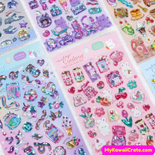 Kawaii Sweet Cartoon Animals 3D Crystal Decorative Stickers 3 Sheets Set