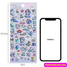 Kawaii Sweet Cartoon Animals 3D Crystal Decorative Stickers 3 Sheets Set