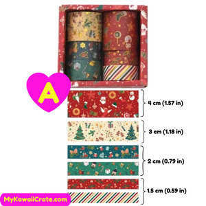 Lovely Merry Christmas Designs Gold Stamping Washi Tapes 6 Rolls Set