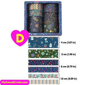 Lovely Merry Christmas Designs Gold Stamping Washi Tapes 6 Rolls Set