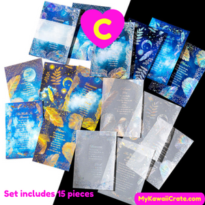 Magical Universe Decorative Laser Material Paper and Suphate Paper 15 Pc Set